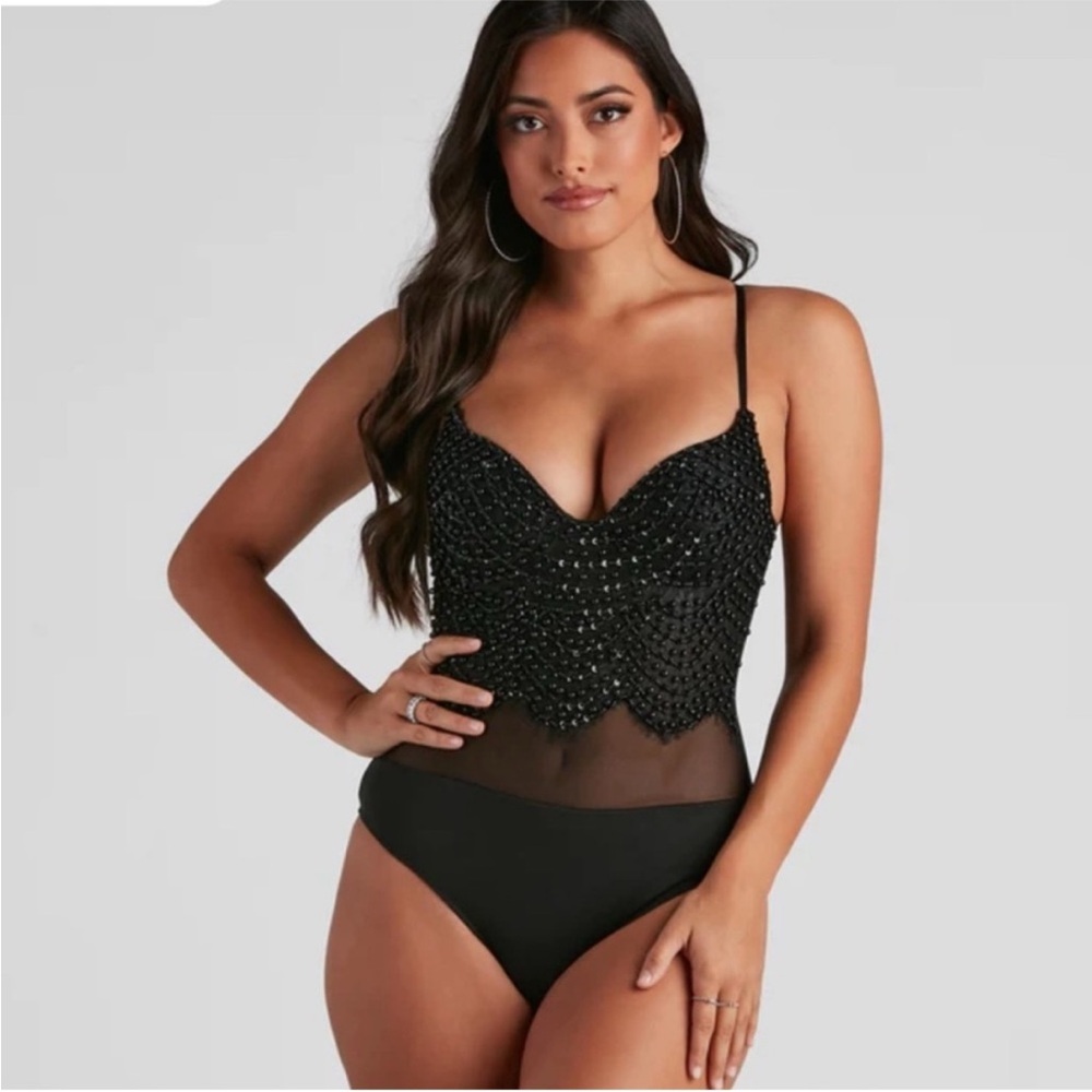 Windsor Black Beaded Bodysuit